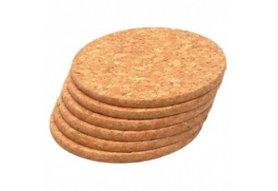 T & G Woodware Six (6) Cork Round Coasters (small)